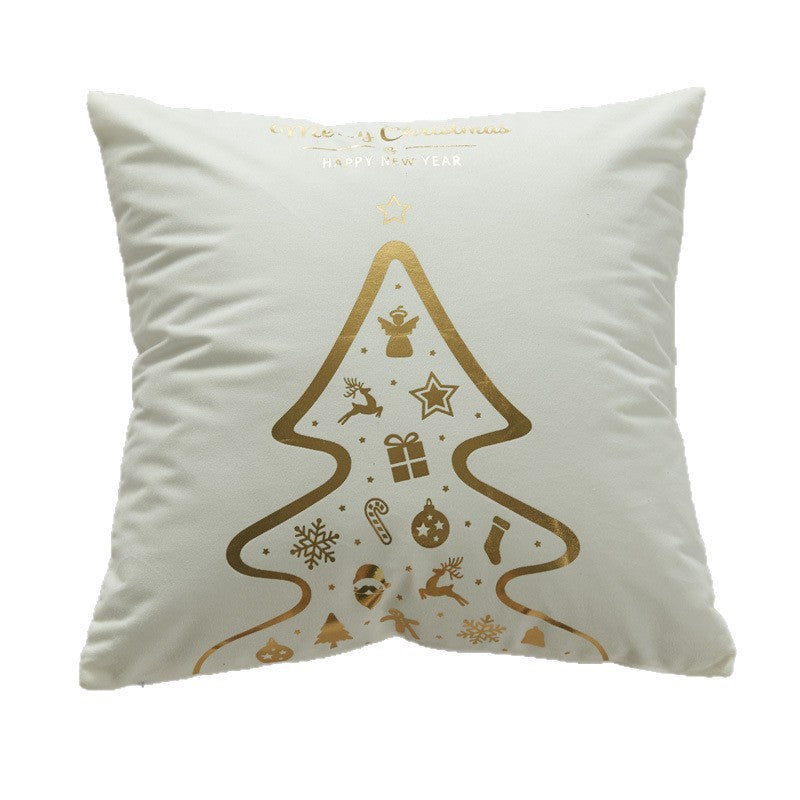 Wholesale Christmas atmosphere gold-stamping festive pillowcase